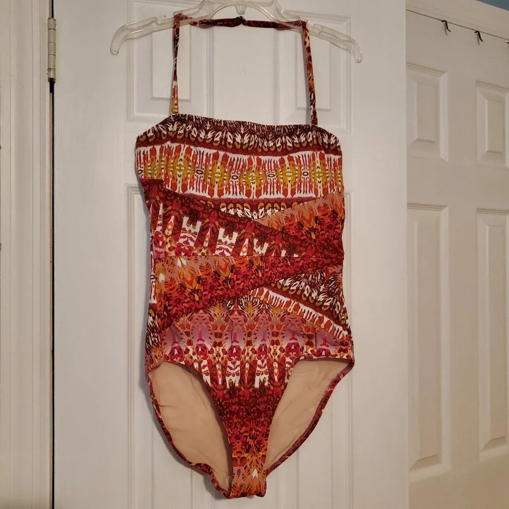 NWT Garnet Hill Spice Print 1 pc Swimsuit Size 12 - Picture 2 of 8